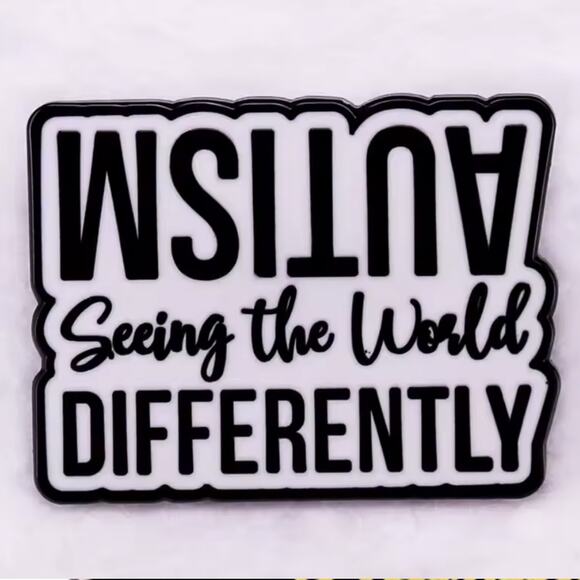 Autism Awareness Enamel Pin Seeing World Differently Message Metal Pin - Picture 8 of 9